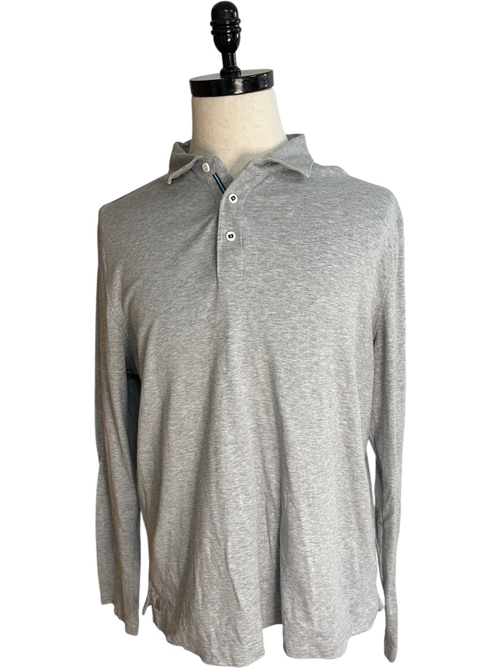 UNTUCKit Damaschino Wrinkle Free Long Sleeve Polo Heather Gray